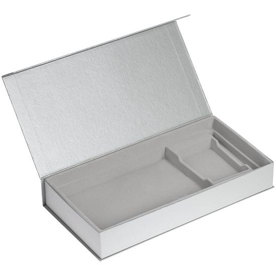Коробка Planning с ложементом под набор с планингом, ежедневником, ручкой и визитницей, серебристая - подробное фото