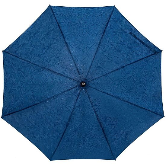 Зонт-трость Magic с проявляющимся цветочным рисунком, темно-синий - подробное фото