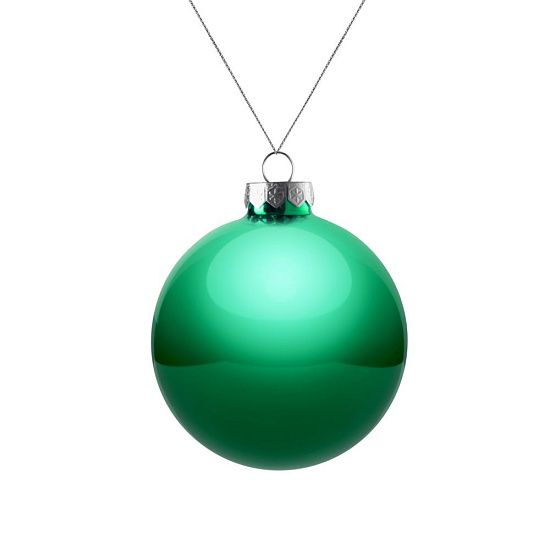 Елочный шар Finery Gloss, 8 см, глянцевый зеленый - подробное фото