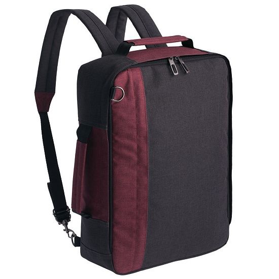 Рюкзак для ноутбука 2 в 1 twoFold, серый с бордовым - подробное фото