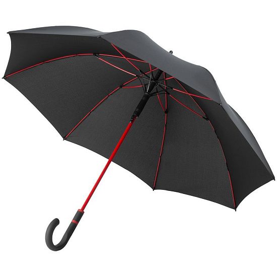 Зонт-трость с цветными спицами Color Style ver.2, красный с черной ручкой - подробное фото