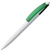 Ручка шариковая Bento, белая с зеленым - фото