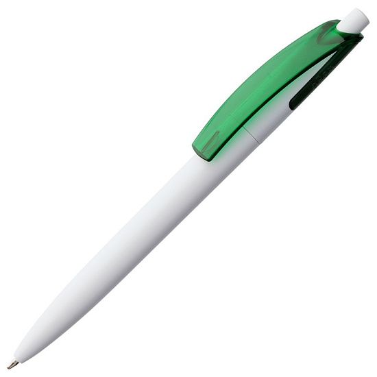 Ручка шариковая Bento, белая с зеленым - подробное фото