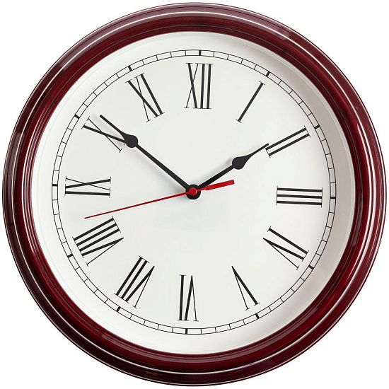 Часы настенные Flat Circle, бордовые - подробное фото