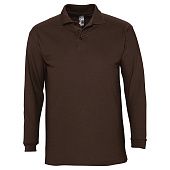 Рубашка поло мужская с длинным рукавом WINTER II 210 шоколадно-коричневая - фото