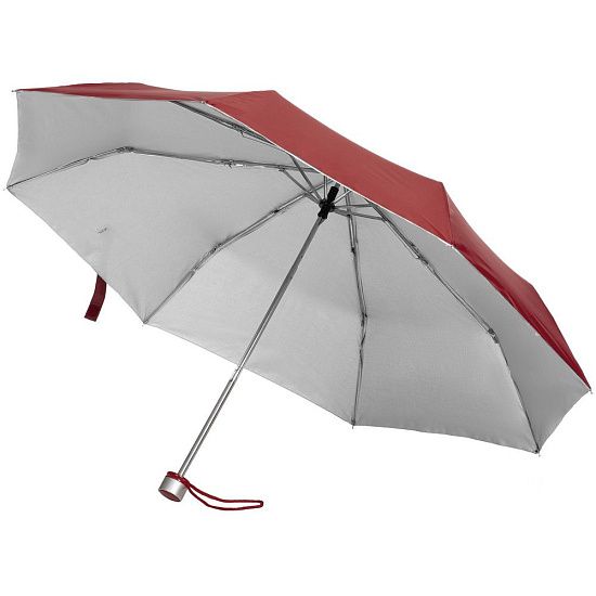 Зонт складной Silverlake, бордовый с серебристым - подробное фото