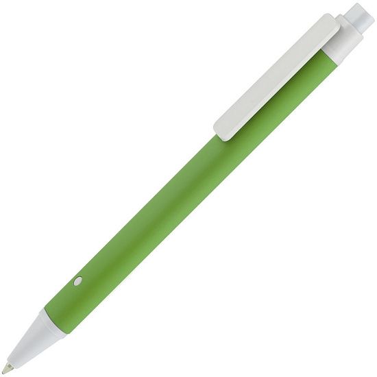 Ручка шариковая Button Up, зеленая с белым - подробное фото