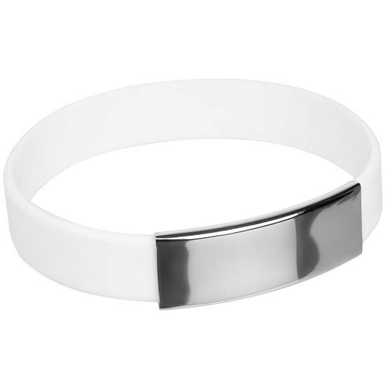 Силиконовый браслет Brisky с металлическим шильдом, белый - подробное фото