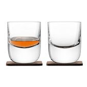 Набор стаканов Renfrew Whisky с деревянными подставками - фото