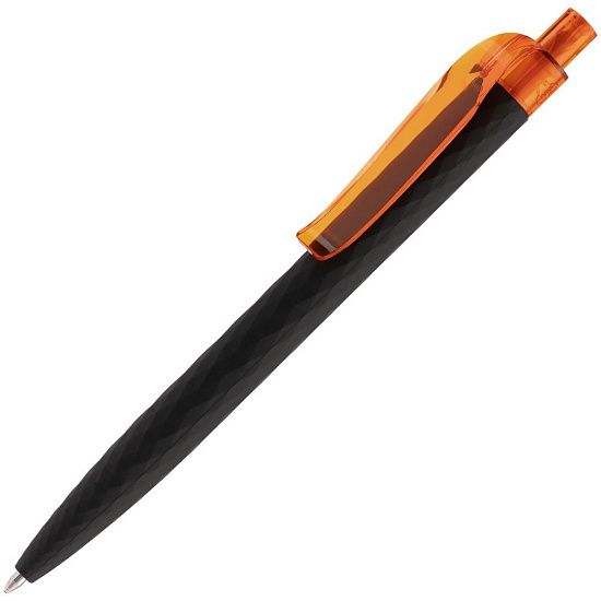 Ручка шариковая Prodir QS01 PRT-P Soft Touch, черная с оранжевым - подробное фото
