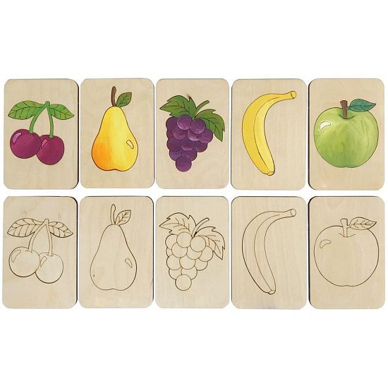 Карточки-раскраски Wood Games, фрукты - подробное фото