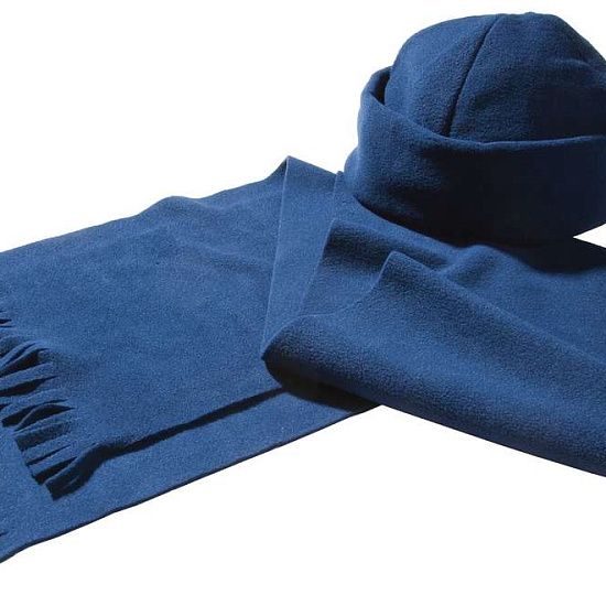 Комплект Unit Fleecy: шарф и шапка, синий - подробное фото