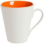 Кружка New Bell матовая, белая с оранжевым - фото