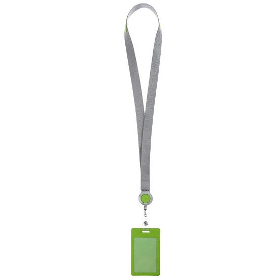 Чехол для пропуска с лентой и ретрактором Devon, зеленый - подробное фото