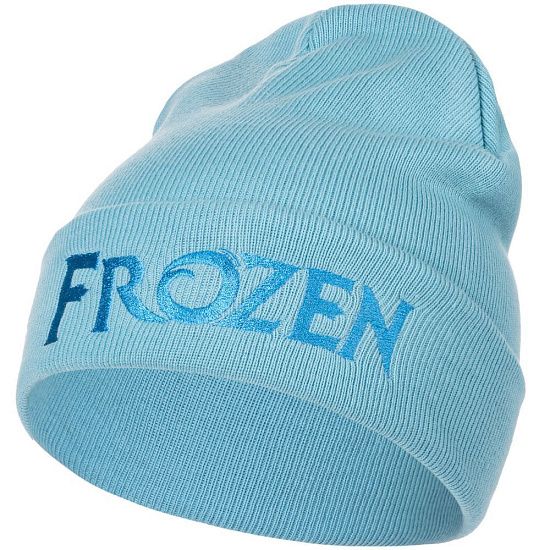 Шапка детская с вышивкой Frozen, голубая - подробное фото