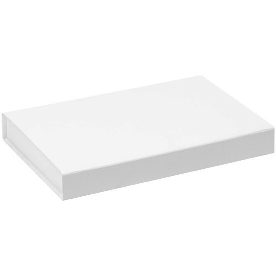 Коробка Silk с ложементом под ежедневник 13x21 см, флешку и ручку, белая - подробное фото