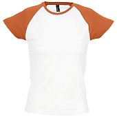 Футболка женская MILKY 150, белая с оранжевым - фото