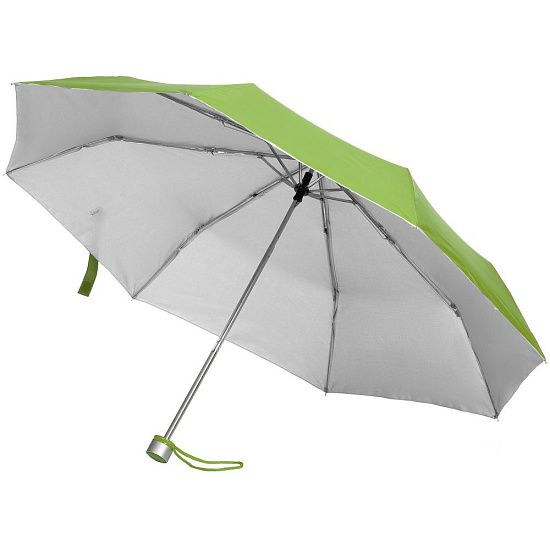 Зонт складной Silverlake, зеленое яблоко с серебристым - подробное фото