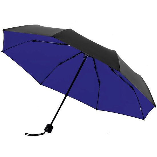 Зонт складной с защитой от УФ-лучей Sunbrella, ярко-синий с черным - подробное фото