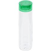 Бутылка для воды Aroundy, прозрачная с зеленой крышкой - фото