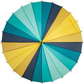 Зонт-трость «Спектр», бирюзовый с желтым - фото