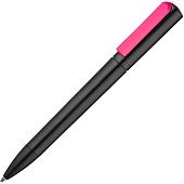 Ручка шариковая Split Black Neon, черная с розовым - фото