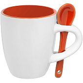 Кофейная кружка Pairy с ложкой, оранжевая - фото