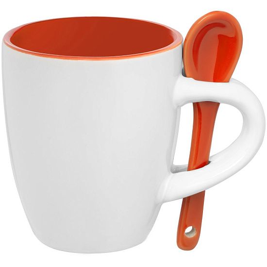 Кофейная кружка Pairy с ложкой, оранжевая - подробное фото
