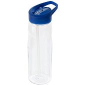 Спортивная бутылка Start, прозрачная с синей крышкой - фото