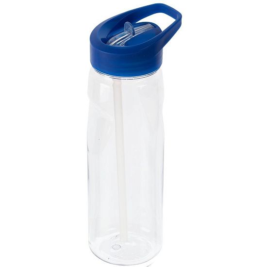 Спортивная бутылка Start, прозрачная с синей крышкой - подробное фото