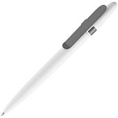 Ручка шариковая Prodir DS5 TSM Metal Clip, белая с серым - фото