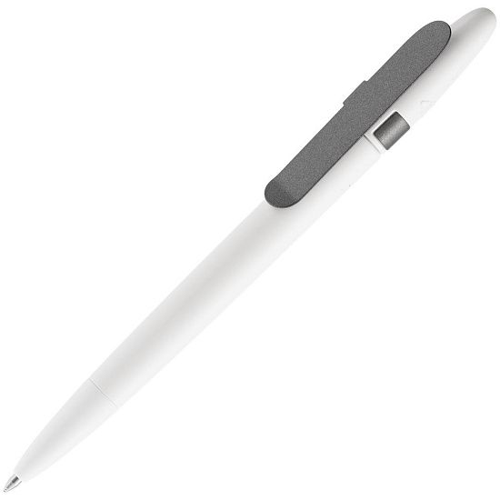 Ручка шариковая Prodir DS5 TSM Metal Clip, белая с серым - подробное фото