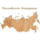 Деревянная карта России с названиями городов, дуб - фото