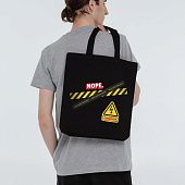 Холщовая сумка с термонаклейками Cautions, черная - фото