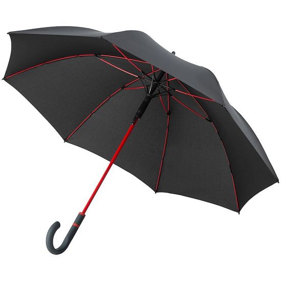 Зонт-трость с цветными спицами Color Style ver.2, красный, с серой ручкой - подробное фото