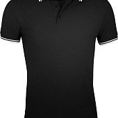 Рубашка поло мужская PASADENA MEN 200 с контрастной отделкой, черная с белым - фото