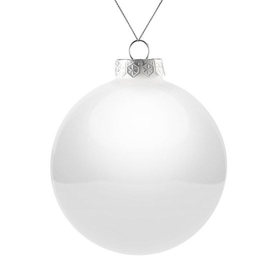 Елочный шар Finery Gloss, 10 см, глянцевый белый - подробное фото
