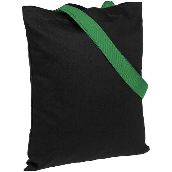 Холщовая сумка BrighTone, черная с зелеными ручками - подробное фото