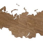 Деревянная карта России, орех - фото