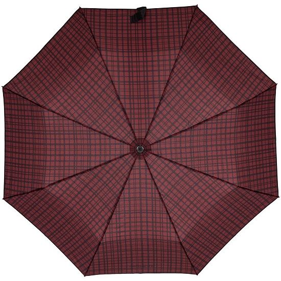 Складной зонт Wood Classic S с прямой ручкой, красный в клетку - подробное фото