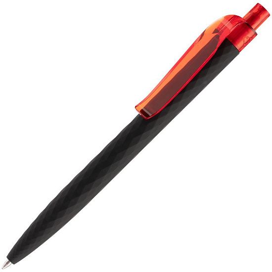 Ручка шариковая Prodir QS01 PRT-P Soft Touch, черная с красным - подробное фото