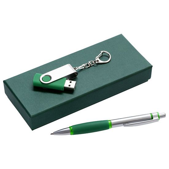 Набор Notes: ручка и флешка 8 Гб, зеленый - подробное фото