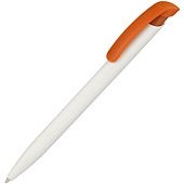 Ручка шариковая Clear Solid, белая с оранжевым - фото