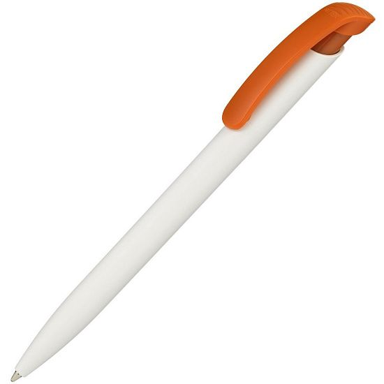 Ручка шариковая Clear Solid, белая с оранжевым - подробное фото
