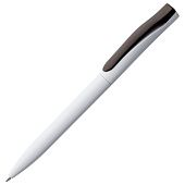 Ручка шариковая Pin, белая с черным - фото