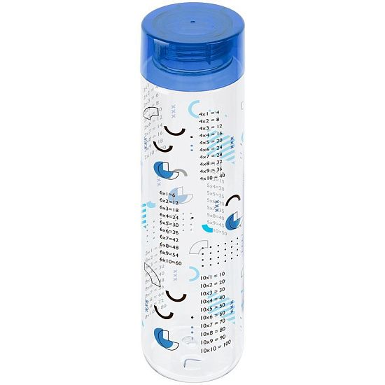 Бутылка для воды «Шпаргалка. Таблица умножения», прозрачная с синей крышкой - подробное фото