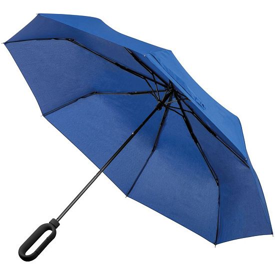 Зонт складной Hoopy с ручкой-карабином, синий - подробное фото