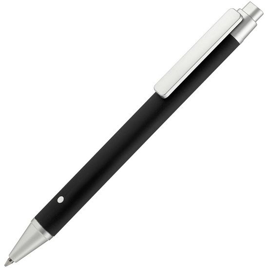 Ручка шариковая Button Up, черная с серебристым - подробное фото