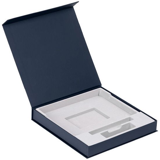 Коробка Memoria под ежедневник, аккумулятор и ручку, синяя - подробное фото