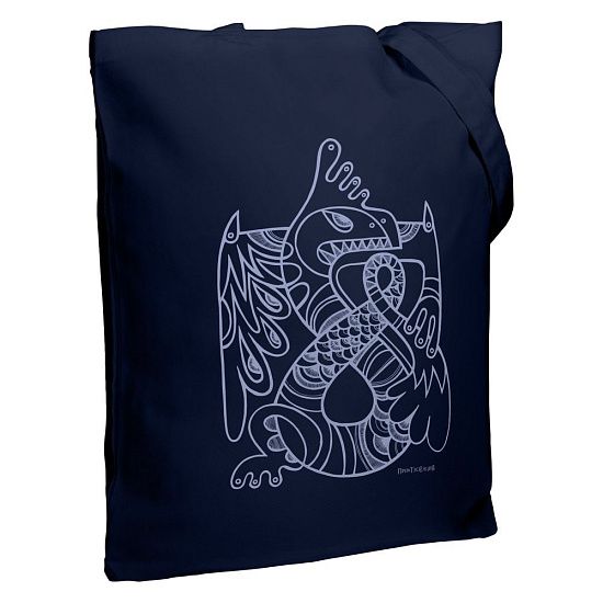 Холщовая сумка «Кетцалькоатль», темно-синяя - подробное фото